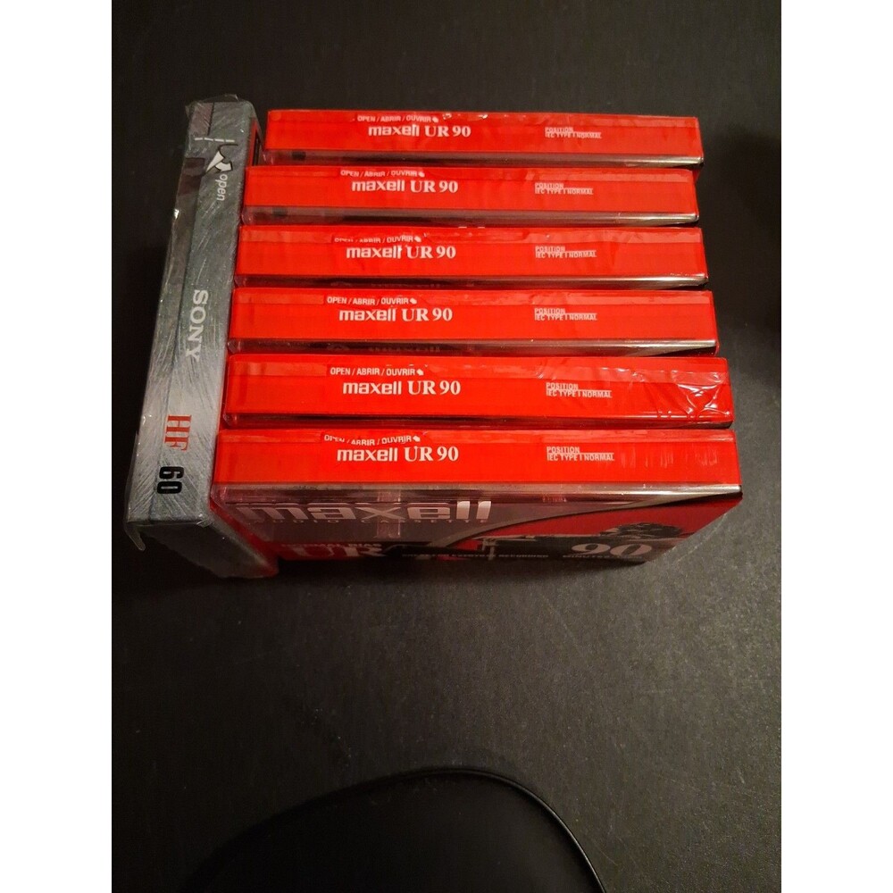 Cassette Tapes Lot Of 6 Maxell UR 90 Audio Normal Bias 90 Min Sealed + Sony HF60